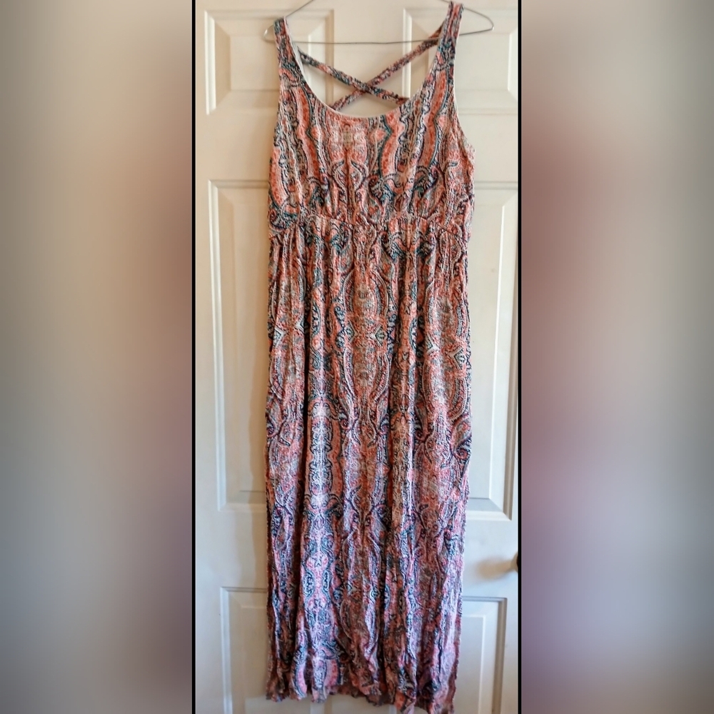 Bohemian Style Pink Paisley Sleeveless Maxi Sundress